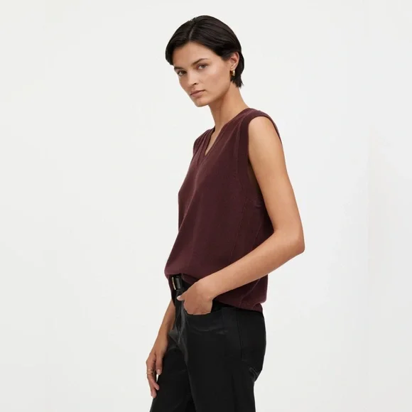 NWT Madewell Cashmere V-Neck Sweater Vest in Molasses Brown, Size Medium - Picture 2 of 11